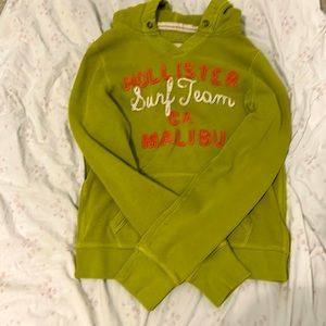 Hollister green and pink hoodie